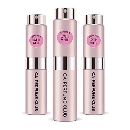 CA Perfume Impression of Love In White For Women Replica Version Fragrance Dupes Concentrated Long Lasting Eau de Parfum Spray Refillable Atomizer Bottle 0.27 Fl Oz-X3