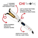 CHI Spin N Curl 1" Ceramic Rotating Curler In White, 1 Pound. Ideal for Shoulder-Length Hair between 6-16” inches.