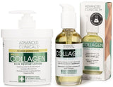 Advanced Clinicals Collagen Body Oil + Collagen Cream Body Lotion & Face Cream Beauty Skin Care 2PC Bundle – Tighten, Firm, & Hydrate Moisturizer Set For Scars, Wrinkles, Crepey Skin, & Stretch Marks