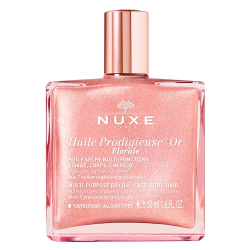NUXE Huile Prodigieuse Floral Shimmering Multi Purpose Dry Oil for Face, Body & Hair. Luxurious Rose Gold Glow and Deep Hydration, 1.6 fl.oz.
