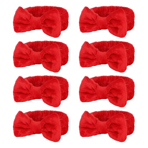 Semato Bachelorette Party Favor Set Bride Spa Headband Bride Headband and Bridesmaid Headband Skincare Headbands for Women Cute Bow Head Bands Party Supplies (red)