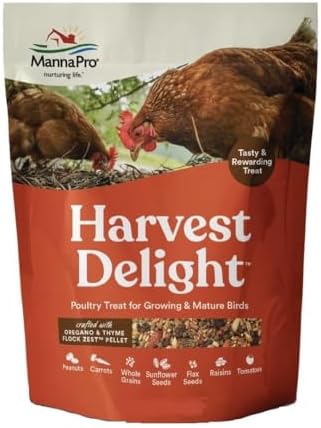 Manna Pro Harvest Delight - Whole Ingredient Chicken Treat - Harvest Mix of Grains, Raisins, Tomatoes, Carrots, Sunflower Seeds - Mixed Flock Poultry Treat - 2.5 lbs