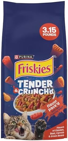 Purina Friskies Tender and Crunch'd With Flavors of Chicken, Beef, Carrots and Green Beans - (Pack of 4) 3.15 lb. Bags