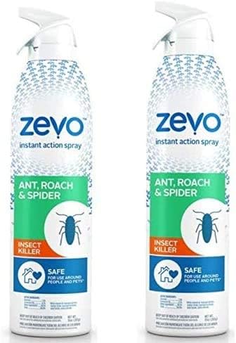 Zevo Roach Killer Ant, Roach, Spider Insect Spray (10 oz) | Indoor Outdoor Use | Instant Action | Pet People Friendly Safe (2 Pack)