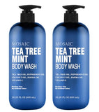 Tea Tree Body Wash with Mint & Shower Gel with Vitamin E for Jock Itch, Eczema, Ringworm, Body Odor, Acne, Body Wash Women & Men with Added Body Oils,LARGE 20.2 FL Oz Bottle (Tea Tree Mint, Pack of 2)