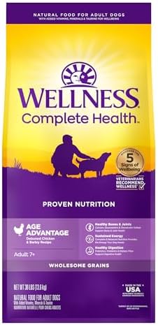 Wellness Complete Health Senior Dry Dog Food with Grains, Natural Ingredients, Made in USA with Real Meat, All Breeds (Chicken & Barley, 30-Pound Bag)