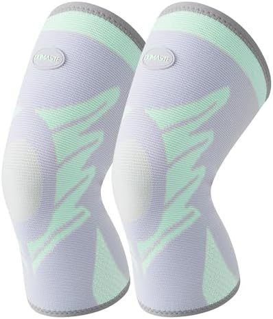 Sports Slim Knee Braces for Women - No-Slip Knee Compression Sleeve for Dance, Yoga, Knee Support for Knee Pain, Joint Pain Relief(Paradise Green, M, 2 Pack)