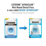 REACH Listerine Ultraclean Dental Floss 6-Pack, Plaque Remover, Shred Resistant, Waxed, Gentle on Gums & Teeth, Mint, PFAS-Free, Fresh Breath, Oral Care, for Adults & Kids, 180 yds