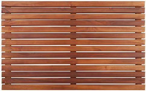 Nordic Style Premium Teak Shower and Bath Mat for Indoor and Outdoor Use - Non-Slip Wooden Platform for Spa, Sauna, Pool, Hot Tub - Flooring Decor and Protector 31.4" x 19.6" (Oiled Finish)