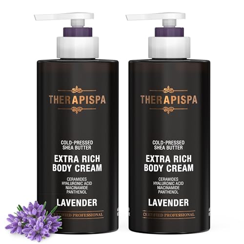 Extra Rich Body Cream – Deep Hydration & Nourishment for Dry, Rough Skin | Enriched with Shea Butter, Ceramides & Panthenol (B5) for Velvety Smooth Skin (Lavender, 17.0 fl oz, Pack of 2)