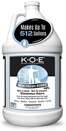 K.O.E. Fresh Scent Odor Eliminator Concentrate – Kennel Odor Eliminator for Strong Odor on Cages, Floor, & More – Non-Enzymatic Pet Odor Eliminator for Home & Dog Kennel – Home & Pet Supplies (1 Gal)