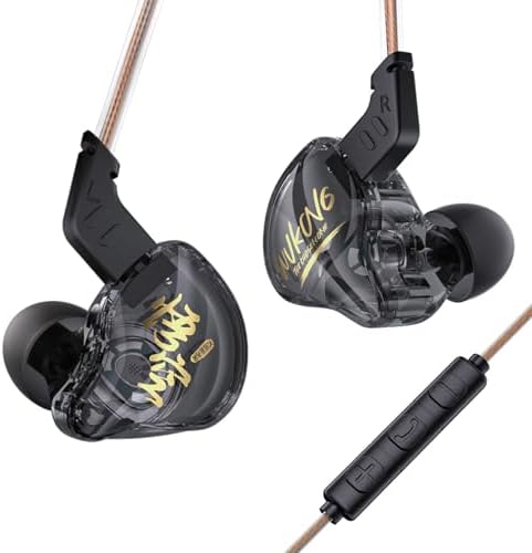 KBEAR K01 Gaming Earbuds, HIFI Immersive Bass iems for Gaming, in Ear Monitors IEM, Noise Cancelling Wired Earphones with 3.5mm Plug for Computer Laptop School Student, 3 Year Warranty(Black with Mic)