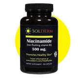 SOLDERM Niacinamide 500mg Non-Flushing | Vitamin B3 | Vegetarian, Gluten-Free 120 Capsules | Promotes Healthy Skin