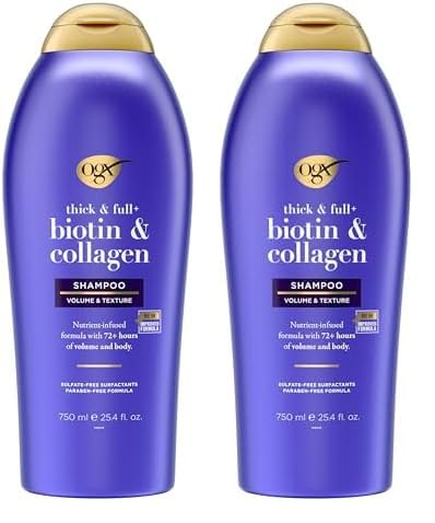 OGX Thick & Full + Biotin and Collagen Shampoo, 25.4 Fl Oz (Pack of 2)