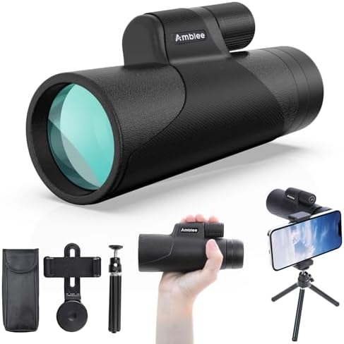 12x Monocular for Adults with Smartphone Adapter/Tripod/Hand Strap, Larger Vision Monoculars Equipped with BAK-4 Prism & FMC Lens for Bird Watching Hunting Sports Hiking Traveling Camping