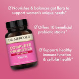 Dr. Mercola Complete Probiotics for Women 70 Billion CFU, 30 Servings (30 Capsules), Dietary Supplement, Supports Digestive Health, Non GMO