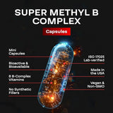 Methylated B Complex Vitamin Supplement - Bioactive Methyl B Complex with 5-MTHF Methyl Folate & B12 Methylcobalamin for Brain Heart Energy & Homocysteine Support - Super Vitamin B Complex - 60 Caps