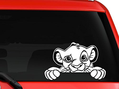 Simba Peeking the Lion King Inspired Car Truck SUV Laptop Window Vinyl Decal Sticker Approx 8" Inches White