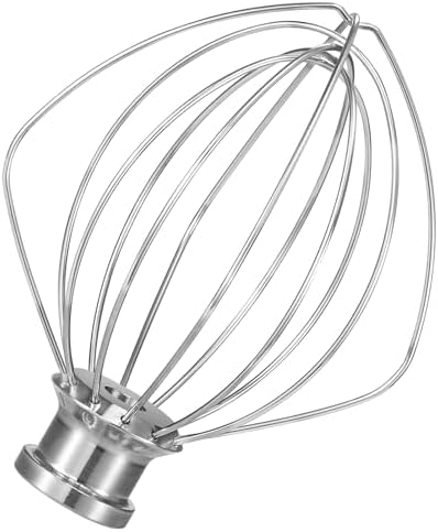 K45WW Dishwasher Stainless Steel Wire Whip Attachment, 6 Wire Whisk fits KitchenAid 4.5 and 5 Quart Tilt-Head Stand Mixers, Dishwasher Safe