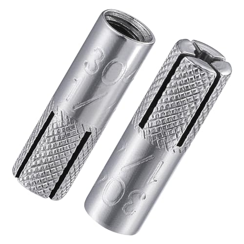 Wensilon(100 pcs)1/4"-20 Premium Stainless Steel Drop in Anchors Assortment, Knurled Drop-in-Anchor for Solid Concrete, Internal Forced Expansion Screw Bolts