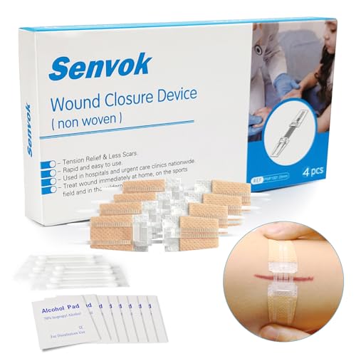 Emergency Wound Closure Device, Zip Sutures Butterfly Bandaids Kit 4 Pcs- Repair Wounds Without Stitches, Great for Outdoor Activities Such As Hiking, Exploring Wild Nature, Quick Clot