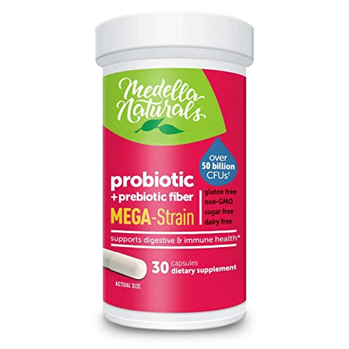 Mega-Strain 50B CFU Probiotics + Prebiotics 30 Caps – Probiotics for Women & Men to Help Maintain Good Flora Probiotic & Digestive Health - No Refrigeration Required Probiotics Lactobacillus Rhamnosus