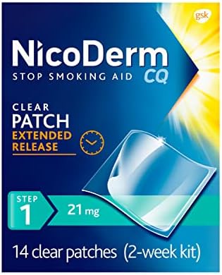 NicoDerm CQ Step 1 Nicotine Patches to Quit Smoking, 21 mg, Stop Smoking Aid, 14 Count