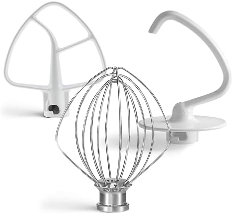Attachments Accessories fit for Kitchenaid 4.5 QT Stand Mixer K45WW Wire Whip K45DH Dough Hook K45B Coated Flat Blade Paddle K45 K4SS K45SS KSM75 KSM90 KSM95 KSM100 KSM103 KSM110 KSM150PS prime&swift