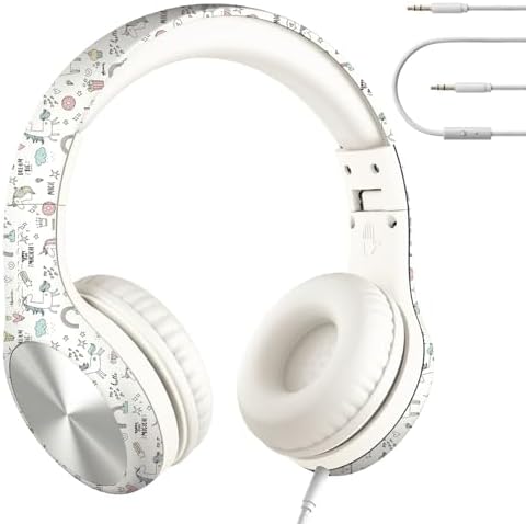 LilGadgets Connect+ Pro Wired Kids Headphones for School with Microphone, Volume Limiting & Noise Reduction Over-Ear Headset with Cord, SharePort Technology & SoftTouch Padding, Magical Unicorns