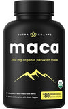 Organic Maca Root Capsules for Women & Men | 2100mg, 180 Vegan Capsules | Black, Red & Yellow Peruvian Gelatinized | Highest Potency Maca Root Powder Supplement | Supports Mood, Reproduction & Energy