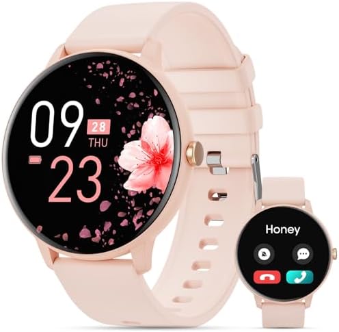 Smart Watch for Men Women (Answer/Make Calls), Smartwatch for Android iPhone, 1.39" Fitness Tracker with Heart Rate Blood Oxygen Sleep Monitor Pedometer (Pink)