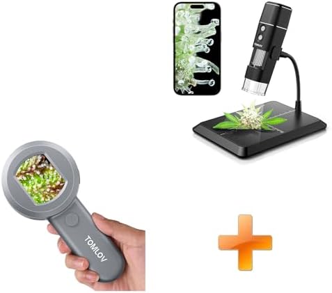 TOMLOV DM1 Wireless Digital Microscope,Handheld USB HD Inspection Camera 50x-1000x Magnification with Stand+P10