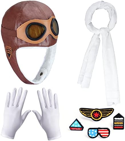 Kids Aviator Costume Accessories Pilot Aviator Hat With Goggles For Halloween Career Day Birthday Cosplay Costume