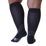 Compression Socks for Women and Men 20-30mmHg Wide Calf - Plus Size Men and Womens Compression Stockings for Nursing, Flight, Airplane Travel Circulation - Grey, 3X-Large - A601