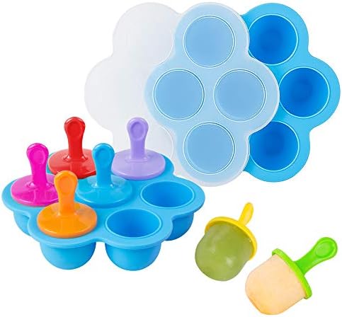 Webake Baby Food Freezer Trays with Lid, Silicone Ice Cube Popsicle Molds with 7 Ice Pop Sticks, Egg Bites Molds Set of 2 for Instant Pot Accessories 3,5,6 qt Pressure Cooker