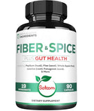 19in1 Fiber and Spice Supplement 33750 mg - 90 Capsules - Support Gut Health, Digestion & Immune System - Blended Psyllium Husk, Flax Seed, Apple, Licorice Root, Fenugreek Seed & More