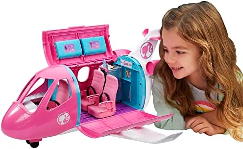Barbie Toy Airplane Playset, Dreamplane with 15+ Doll-Sized Accessories Including Puppy, Snack Cart, Reclining Seats & More (Amazon Exclusive)