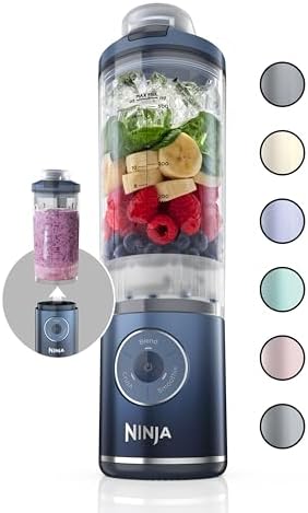 Ninja Blast Max, Portable Blender + Twist & Go, Personal Blender, Ninja Blender, Smoothie, Blend, Ice Crush, 3 Programs, Cordless, 22 oz removable Vessel, Dishwasher Safe, Leakproof, Navy, BC251NV