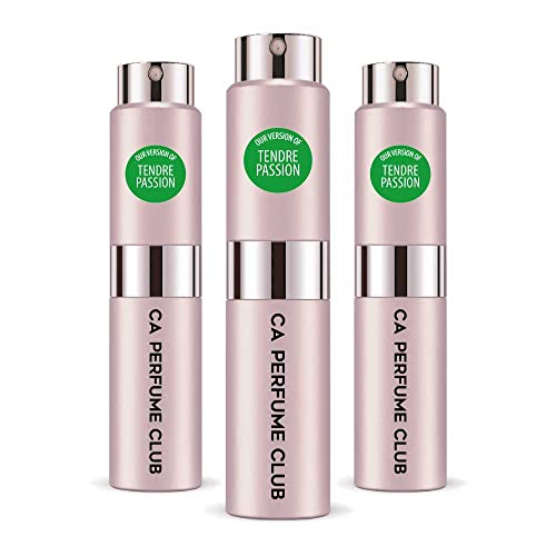 CA Perfume Impression of Christian D. Tendre Passion For Women Replica Version Fragrance Dupes Concentrated Long Lasting Eau de Parfum Spray Refillable Atomizer Bottle 0.27 Fl Oz-X3