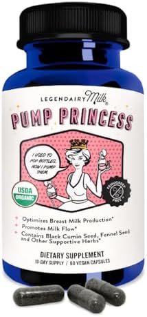 Legendairy Milk Pump Princess Lactation Supplement - Breastfeeding Supplements for Milk Supply Increase and Milkflow - Organic Black Cumin, Fennel and Dill Seeds, Fenugreek Free - 60 Capsules