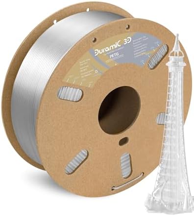 DURAMIC 3D PETG Filament 1.75mm Transparent, 3D Printing Filament 1kg Spool(2.2lbs), Transparent Filament 1.75mm Dimensional Accuracy +/- 0.05 mm Non-Tangling Non-Clogging Non-Stringing
