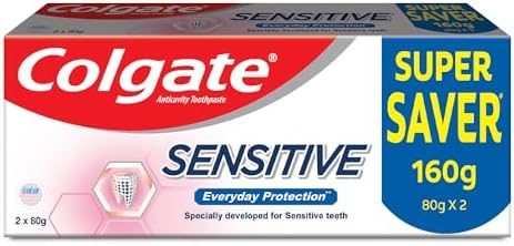 Colgate Sensitive Everyday Protection Toothpaste, Combo Pack of 160g (80g X 2), Specifically Developed for Sensitive Teeth & Healthy Gums, Colgate Toothpaste for Prevention of Cavities & Plaque