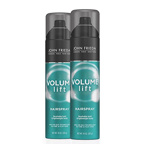 John Frieda Hairspray Volume Lift, for Fine or Flat Hair, Safe for Color-Treated Hair, Volumizing Hair Nourishing Spray with Air-Silk Technology, 10 Ounces (Pack of 2),