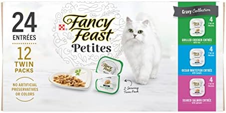 Purina Fancy Feast Gourmet Wet Cat Food Variety Pack, Petites Gravy Collection, break-apart tubs, 24 servings - (Pack of 12) 2.8 oz. Tubs