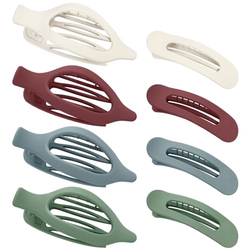 8 PCS Flat Hair Clips, Neutral Color Flat Claw Clips 2 Styles Hair Claws for Women Girls Thin Hair