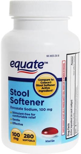 Equate Stool Softener, Docusate Sodium, 100mg, 280ct, Compare to Colace