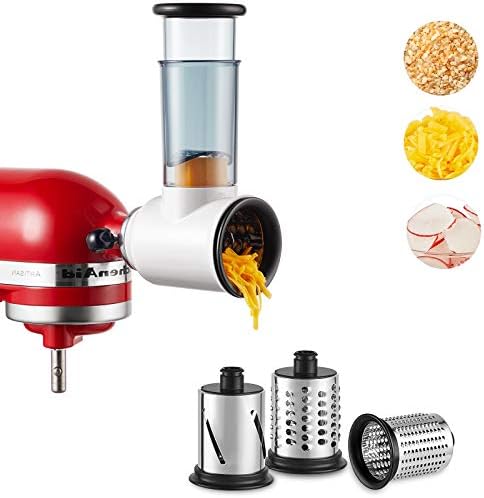 Slicer Shredder Attachment for KitchenAid Stand Mixer, Cheese Grater Attachment for KitchenAid Stand Mixer, Food Processor with 3 Blades by Hozodo