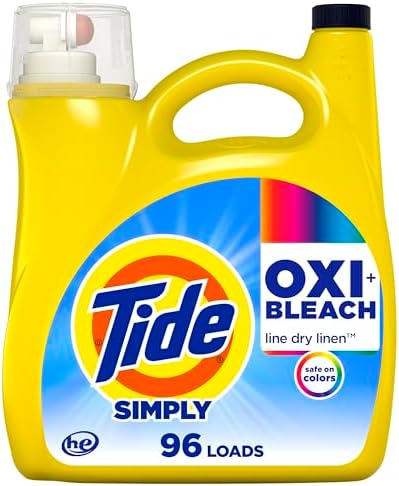 Tide Simply Oxi Boost + Bleach Alternative Laundry Detergent Soap, Safe on Colors, Whitens, Brightens, Line Dry Fresh Scent, 137 fl oz, 96 Loads
