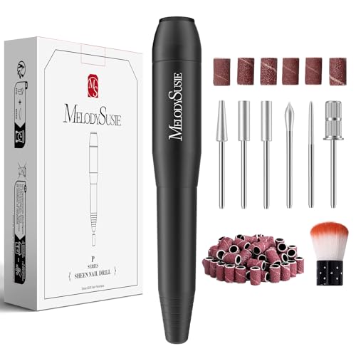 MelodySusie Electric Nail Drill Machine,PC120I Portable Electric Nail File Efile Set for Acrylic Gel Nails, Manicure Pedicure Tool with Nail Drill Bits Sanding Bands Dust Brush, Black