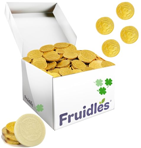 St. Patrick's Day White Milk Chocolate Coins, Half-Dollar Gold Foil Coins, Made with Premium Belgian Chocolate, Gluten-Free, Nut-Free, Kosher Certified Dairy (1000 Coins)